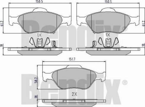 BENDIX 510454 - Brake Pad Set, disc brake autospares.lv