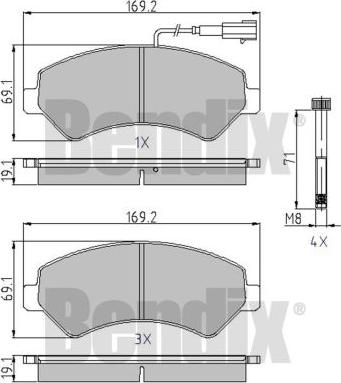 BENDIX 510516 - Brake Pad Set, disc brake autospares.lv