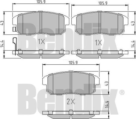 BENDIX 510652 - Brake Pad Set, disc brake autospares.lv