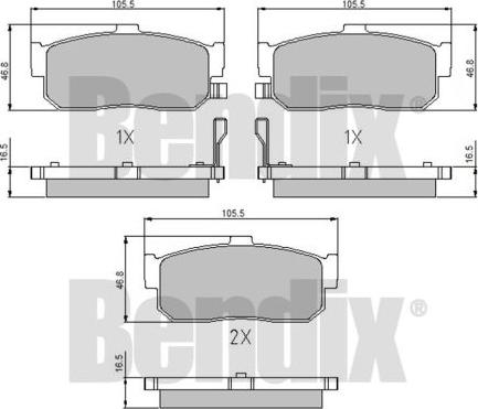 BENDIX 510612 - Brake Pad Set, disc brake autospares.lv