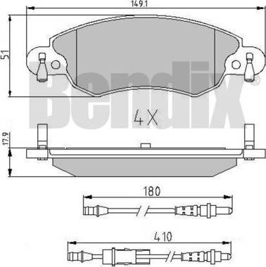 BENDIX 510841 - Brake Pad Set, disc brake autospares.lv