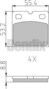 BENDIX 510888 - Brake Pad Set, disc parking brake autospares.lv