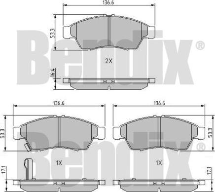 BENDIX 510242 - Brake Pad Set, disc brake autospares.lv
