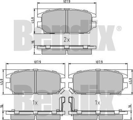 BENDIX 511089 - Brake Pad Set, disc brake autospares.lv