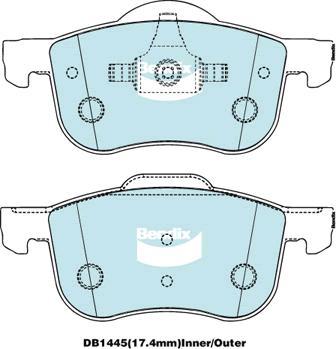 Bendix-AU DB1445 HD - Brake Pad Set, disc brake autospares.lv