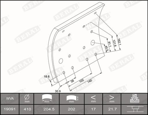 Beral 1909121500016375 - Brake Lining Kit, drum brake autospares.lv