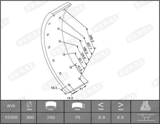 Beral 1534911006015493 - Brake Lining Kit, drum brake autospares.lv