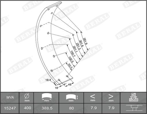 Beral 1524709006015484 - Brake Lining Kit, drum brake autospares.lv