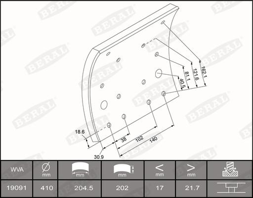 Beral KBL1909101637 - Brake Lining Kit, drum brake autospares.lv