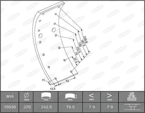 Beral KBL15030.0-1561 - Brake Lining Kit, drum brake autospares.lv