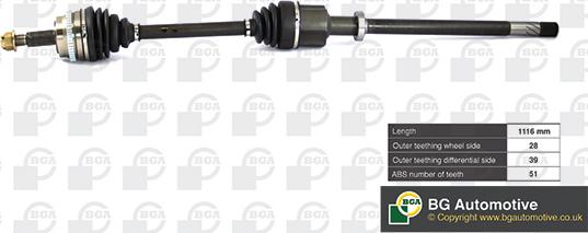 BGA DS7352R - Drive Shaft autospares.lv