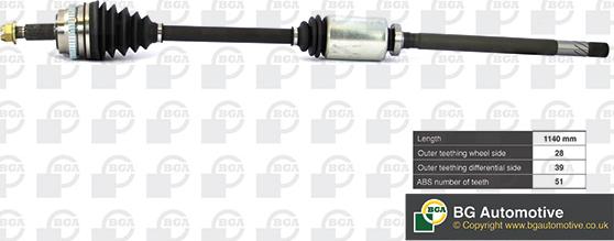 BGA DS7335RA - Drive Shaft autospares.lv