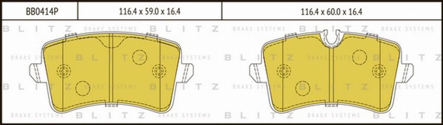 Blitz BB0414P - Brake Pad Set, disc brake autospares.lv