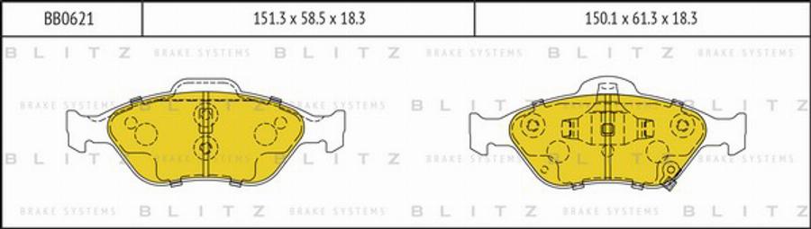 Blitz BB0621 - Brake Pad Set, disc brake autospares.lv
