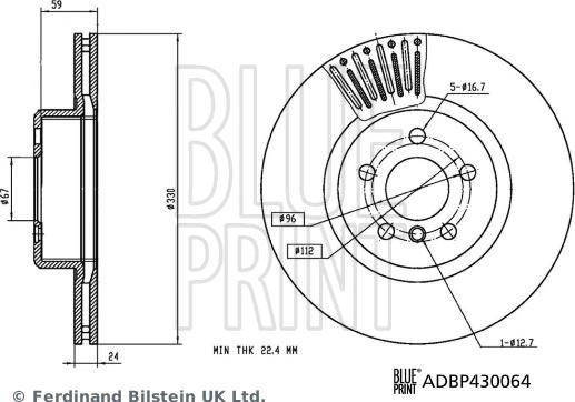 Blue Print ADBP430064 - Brake Disc autospares.lv