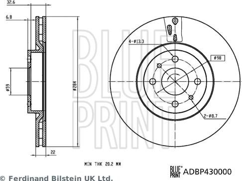 Blue Print ADBP430000 - Brake Disc autospares.lv