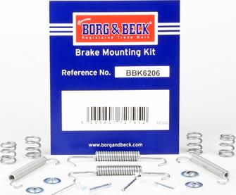 Borg & Beck BBK6206 - Accessory Kit, parking brake shoes autospares.lv