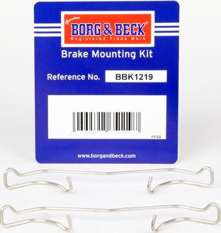 Borg & Beck BBK1219 - Accessory Kit for disc brake Pads autospares.lv