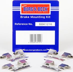 Borg & Beck BBK1216 - Accessory Kit for disc brake Pads autospares.lv