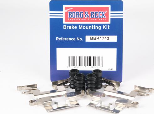 Borg & Beck BBK1743 - Accessory Kit for disc brake Pads autospares.lv