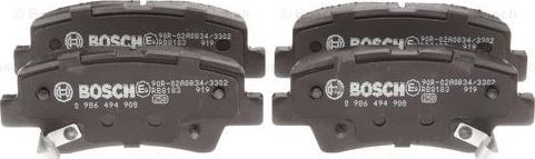 BOSCH 0 986 494 908 - Brake Pad Set, disc brake autospares.lv