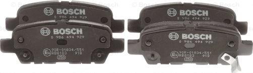 BOSCH 0 986 494 929 - Brake Pad Set, disc brake autospares.lv