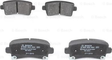 BOSCH 0 986 494 494 - Brake Pad Set, disc brake autospares.lv