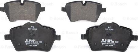 BOSCH 0 986 494 489 - Brake Pad Set, disc brake autospares.lv