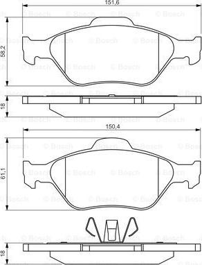 BOSCH 0 986 494 511 - Brake Pad Set, disc brake autospares.lv