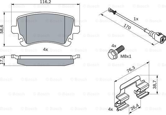 BOSCH 0 986 494 583 - Brake Pad Set, disc brake autospares.lv