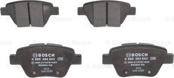 BOSCH 0 986 494 643 - Brake Pad Set, disc brake autospares.lv