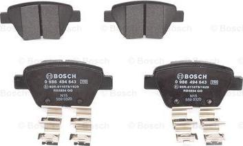 BOSCH 0 986 494 643 - Brake Pad Set, disc brake autospares.lv