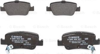 BOSCH 0 986 494 651 - Brake Pad Set, disc brake autospares.lv