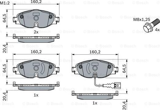 BOSCH 0 986 494 660 - Brake Pad Set, disc brake autospares.lv