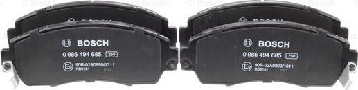 BOSCH 0 986 494 685 - Brake Pad Set, disc brake autospares.lv