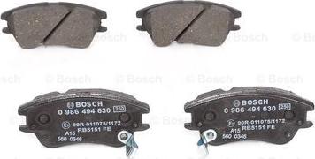 BOSCH 0 986 494 630 - Brake Pad Set, disc brake autospares.lv