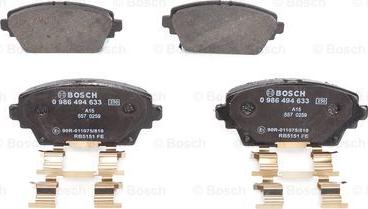 BOSCH 0 986 494 633 - Brake Pad Set, disc brake autospares.lv