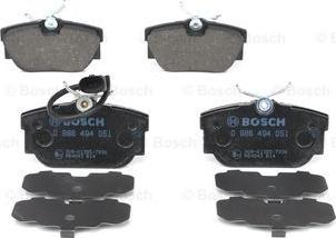 BOSCH 0 986 494 051 - Brake Pad Set, disc brake autospares.lv