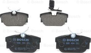 BOSCH 0 986 494 051 - Brake Pad Set, disc brake autospares.lv