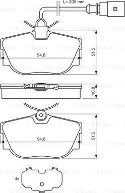 BOSCH 0 986 494 051 - Brake Pad Set, disc brake autospares.lv