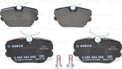 BOSCH 0 986 494 058 - Brake Pad Set, disc brake autospares.lv