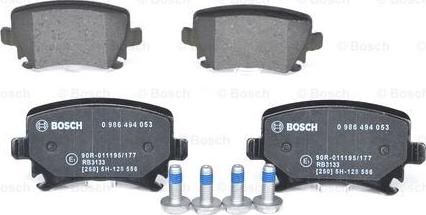BOSCH 0 986 494 053 - Brake Pad Set, disc brake autospares.lv