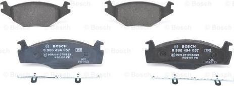 BOSCH 0 986 494 057 - Brake Pad Set, disc brake autospares.lv