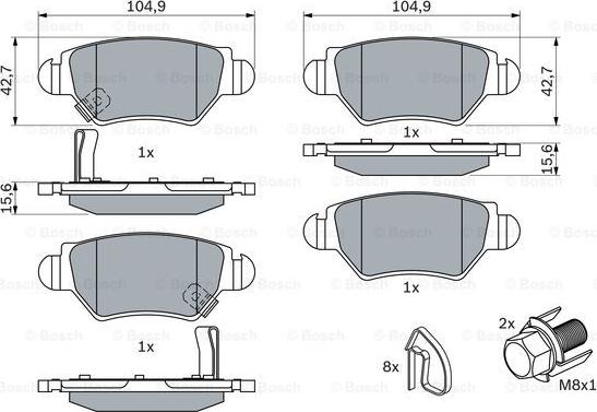 BOSCH 0 986 494 014 - Brake Pad Set, disc brake autospares.lv