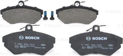 BOSCH 0 986 494 010 - Brake Pad Set, disc brake autospares.lv