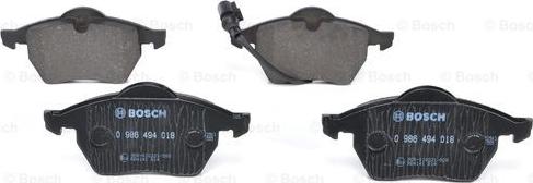 BOSCH 0 986 494 018 - Brake Pad Set, disc brake autospares.lv