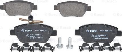 BOSCH 0 986 494 070 - Brake Pad Set, disc brake autospares.lv