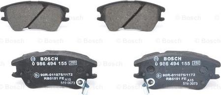 BOSCH 0 986 494 155 - Brake Pad Set, disc brake autospares.lv