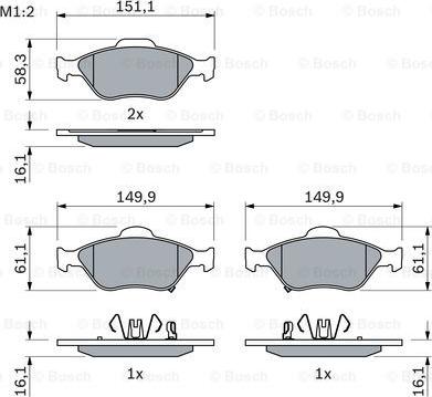 BOSCH 0 986 494 101 - Brake Pad Set, disc brake autospares.lv