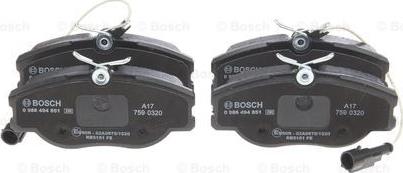 BOSCH 0 986 494 851 - Brake Pad Set, disc brake autospares.lv